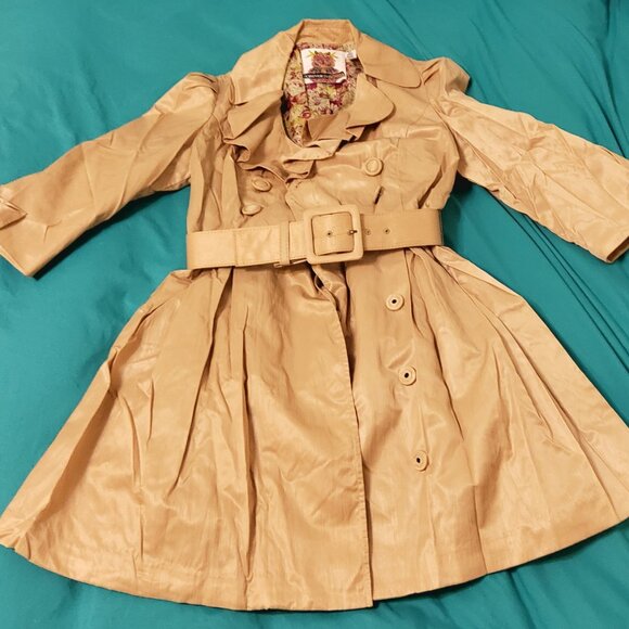 Vintage Y2K Fall Belted Trench Coat Dress - Picture 5 of 7